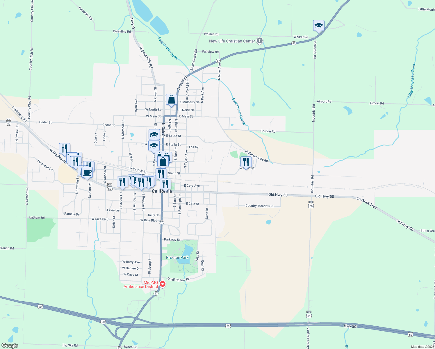 map of restaurants, bars, coffee shops, grocery stores, and more near 749 East Smith Street in California