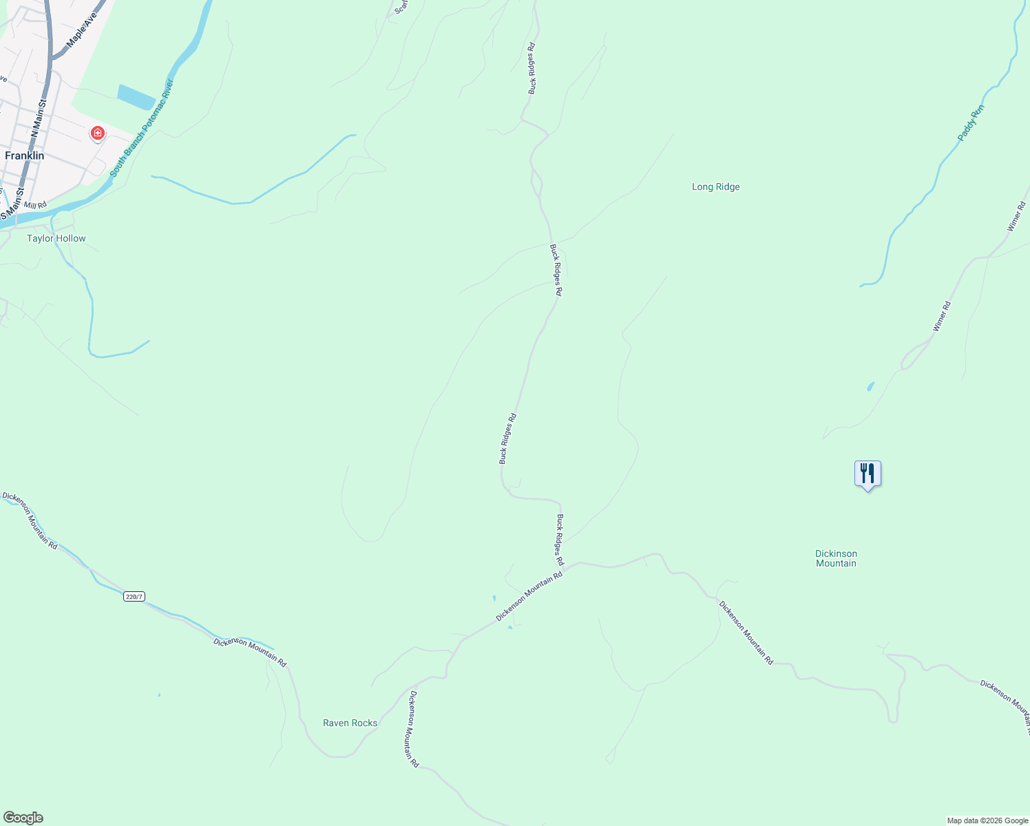 map of restaurants, bars, coffee shops, grocery stores, and more near Buck Ridges Road in Brandywine