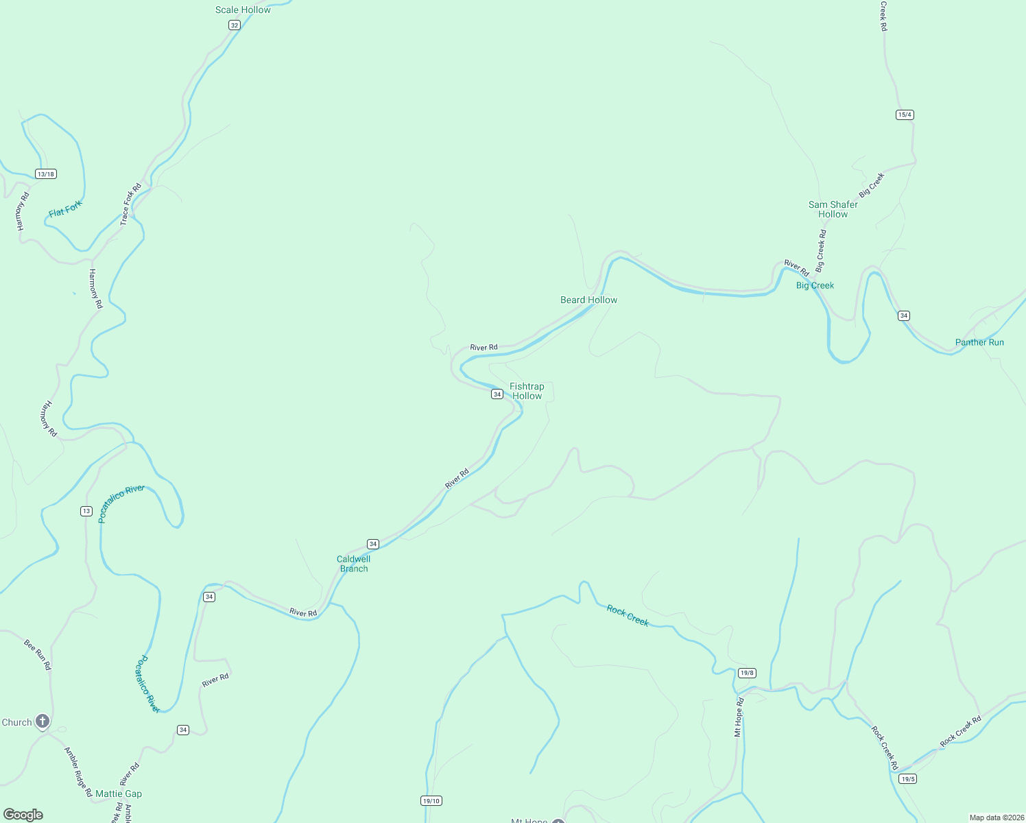 map of restaurants, bars, coffee shops, grocery stores, and more near River Road in Roane County