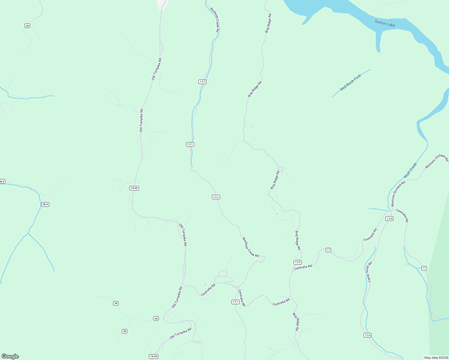 map of restaurants, bars, coffee shops, grocery stores, and more near 2125 Buckeye Creek Road in Sutton