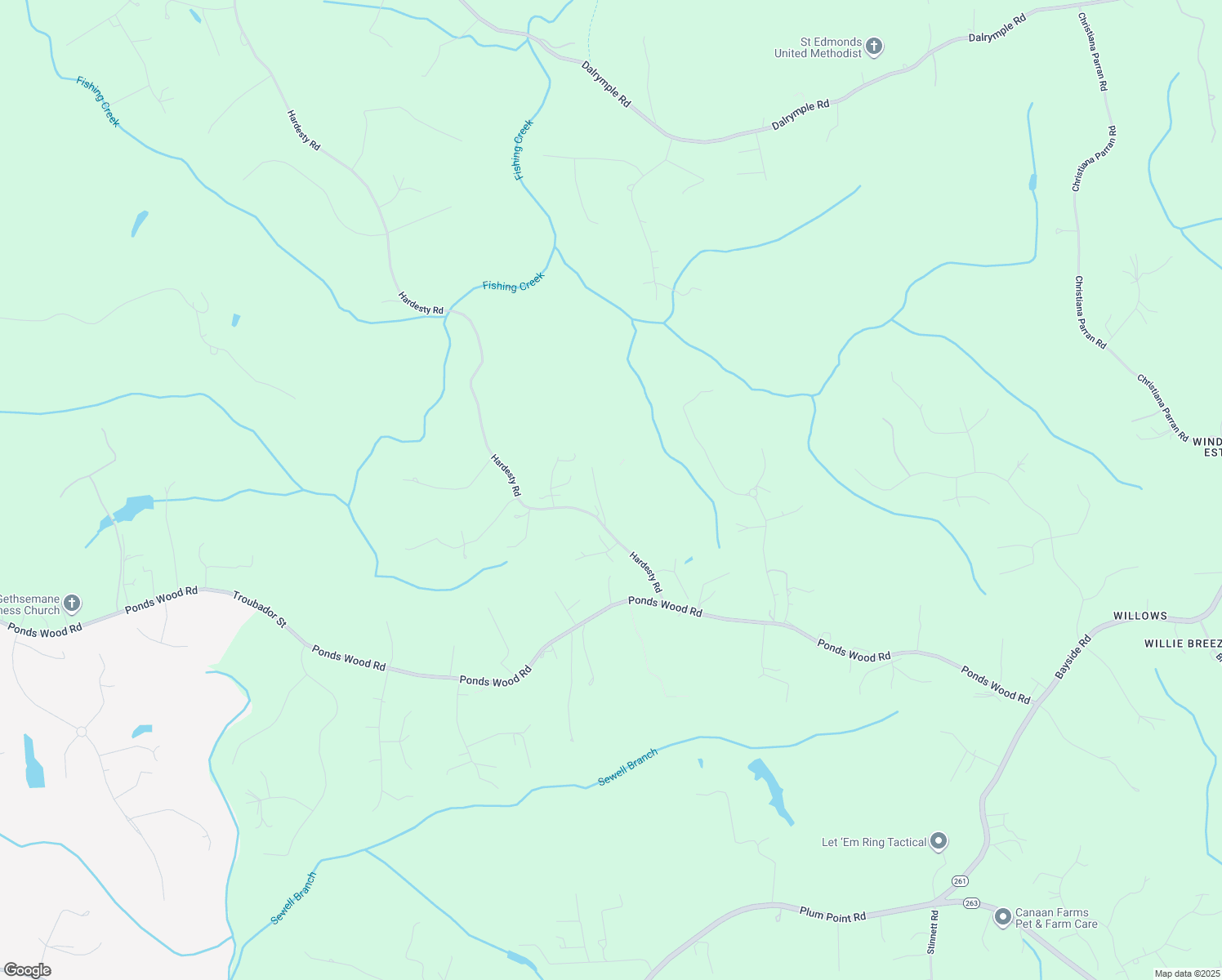 map of restaurants, bars, coffee shops, grocery stores, and more near 2215 Line Ridge Drive in Huntingtown