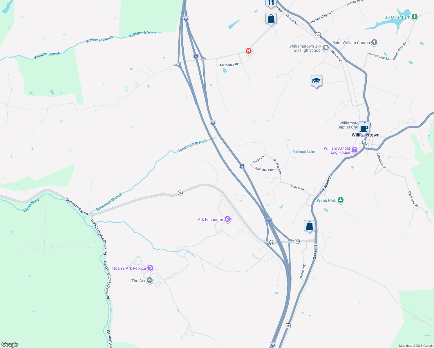 map of restaurants, bars, coffee shops, grocery stores, and more near 119 Lynwood Drive in Williamstown