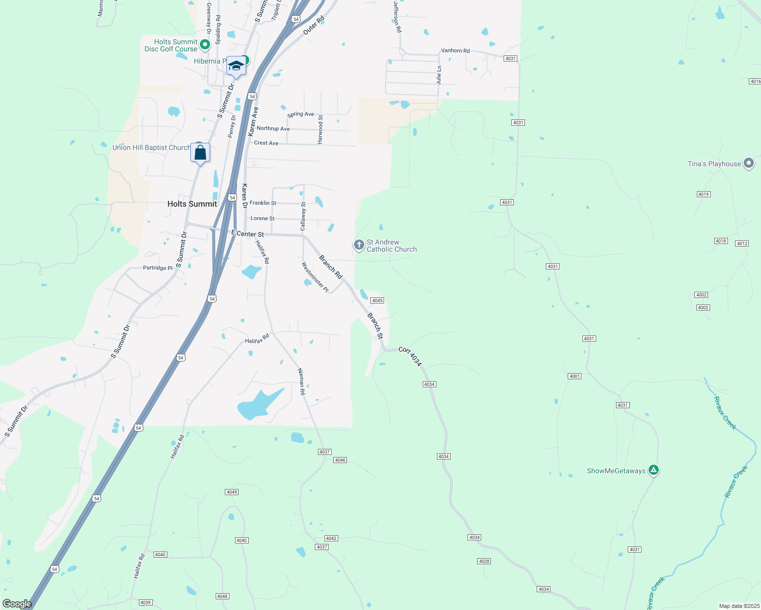 map of restaurants, bars, coffee shops, grocery stores, and more near 498 County Road 4045 in Holts Summit