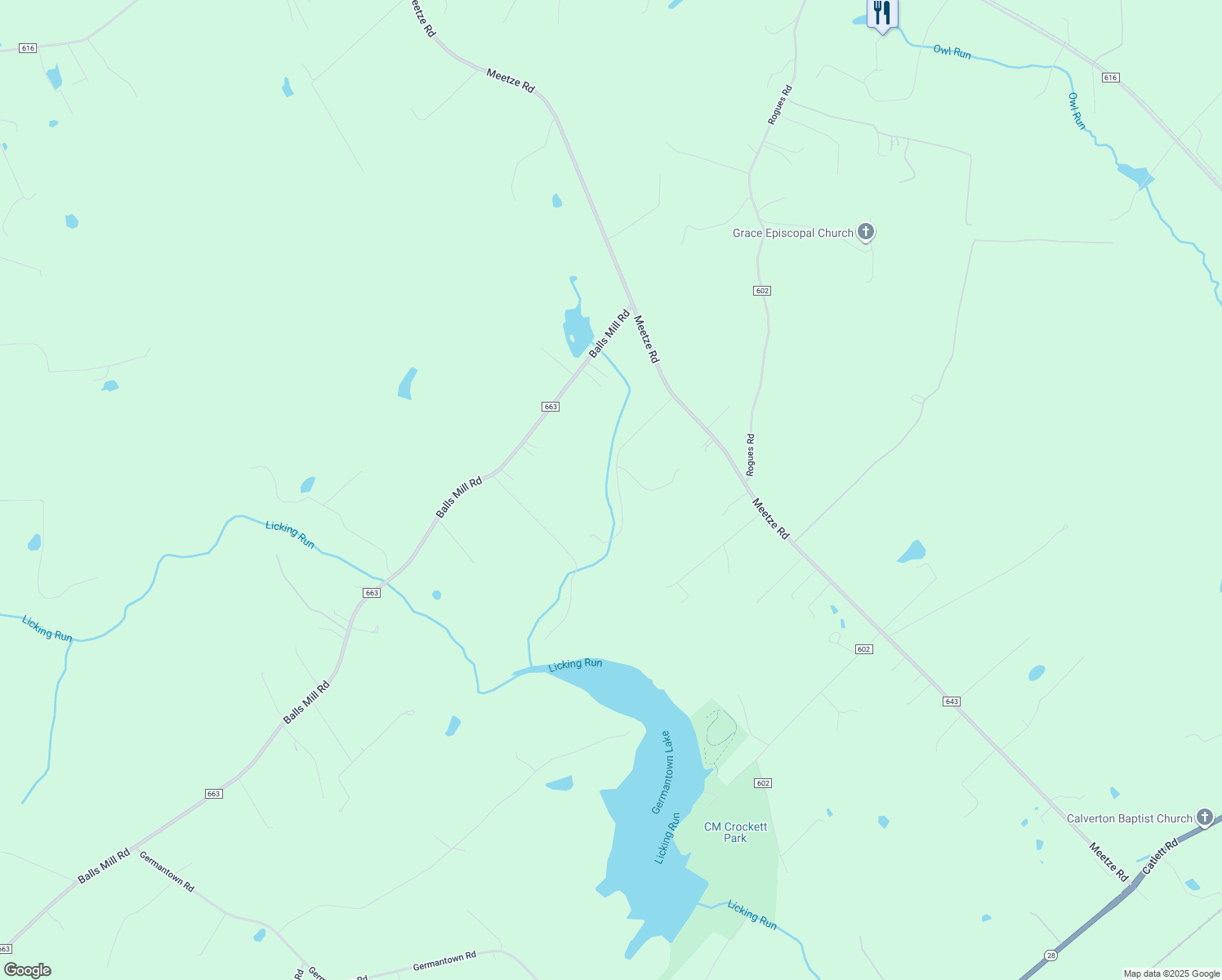 map of restaurants, bars, coffee shops, grocery stores, and more near 9610 Woodbrook Lane in Midland