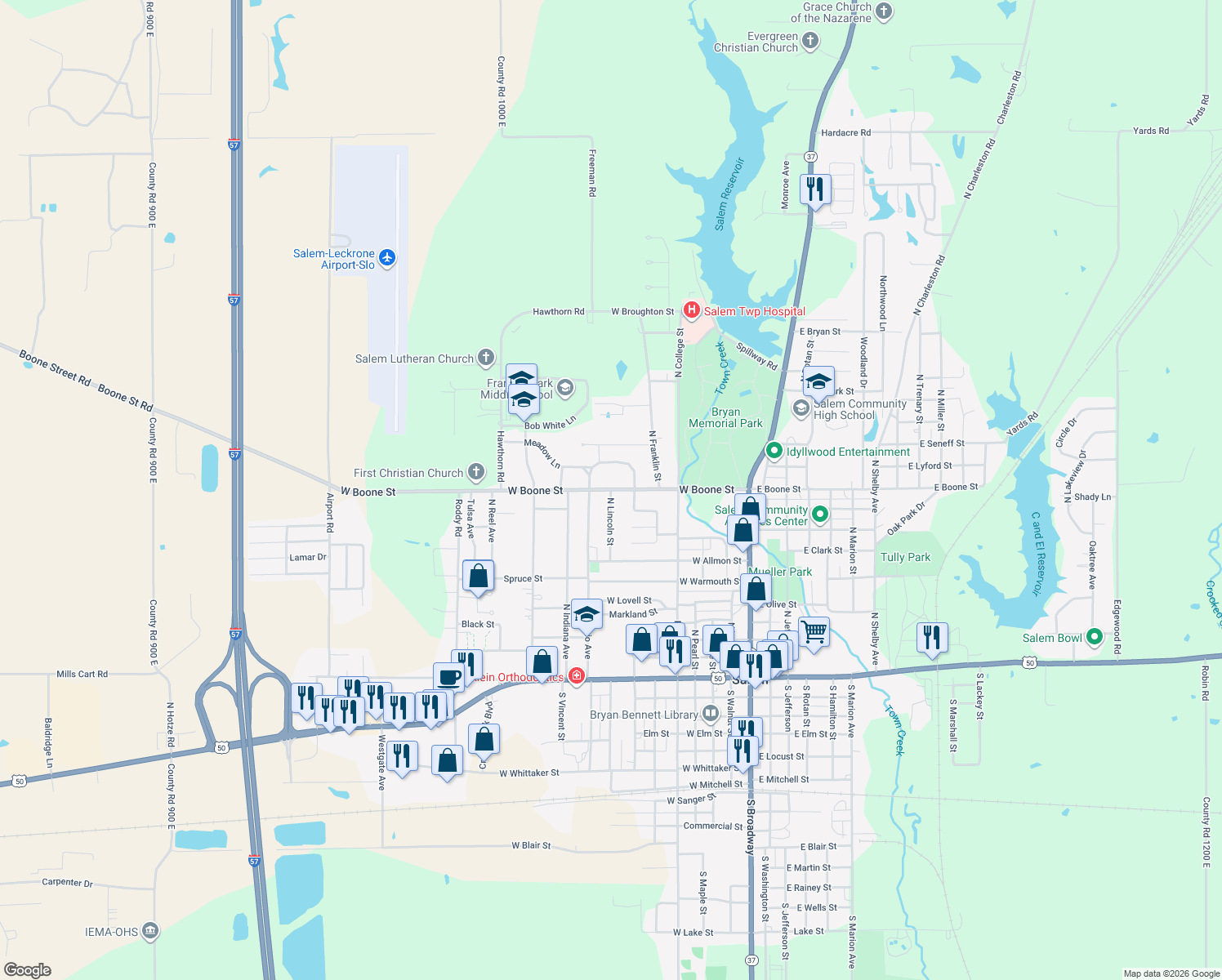 map of restaurants, bars, coffee shops, grocery stores, and more near 917 N Lincoln St in Salem