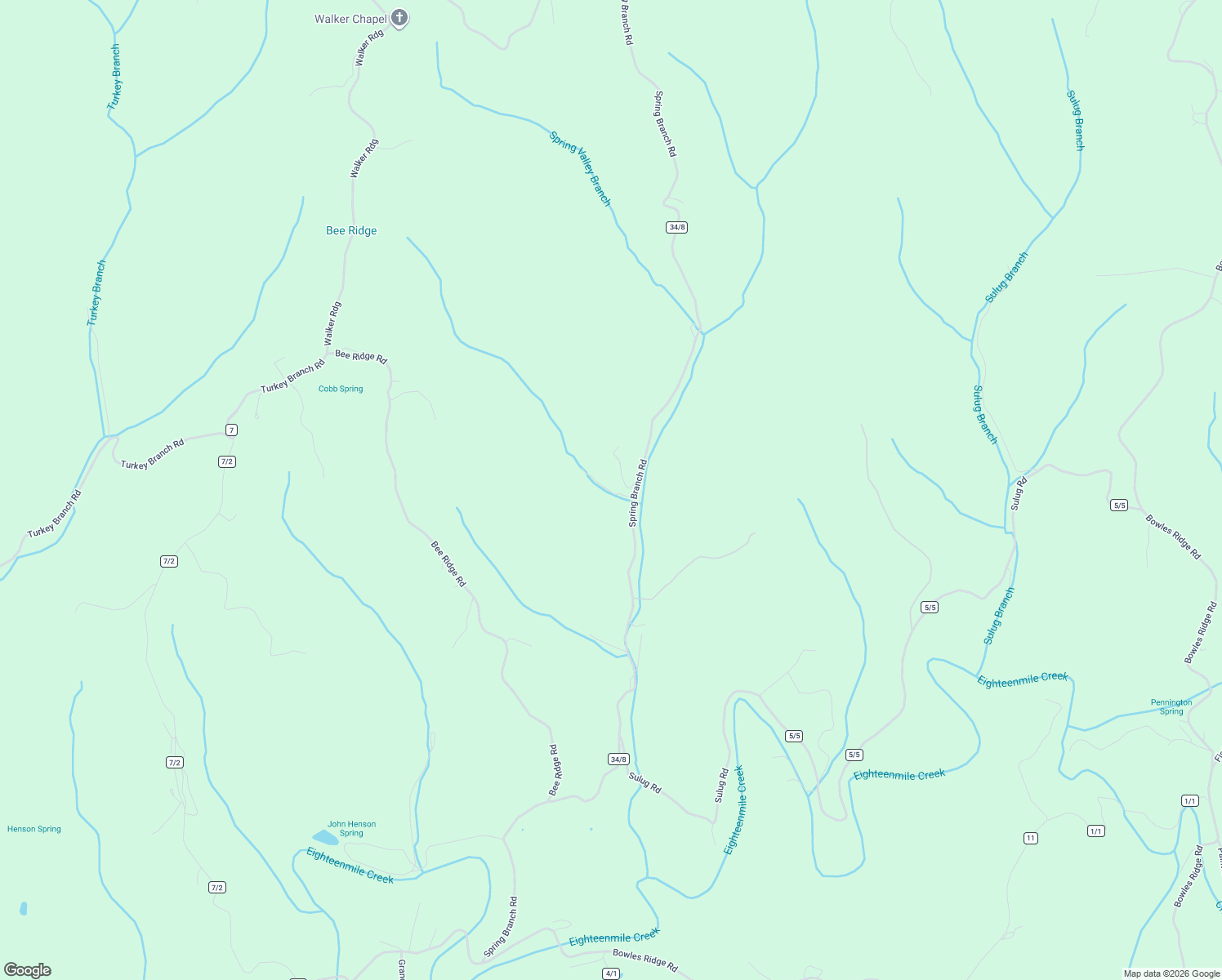map of restaurants, bars, coffee shops, grocery stores, and more near 16-1064 Mud Lick Right Fork in Leon
