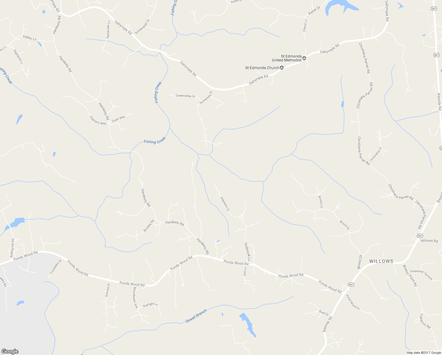 map of restaurants, bars, coffee shops, grocery stores, and more near 2520 Willett Lane in Huntingtown