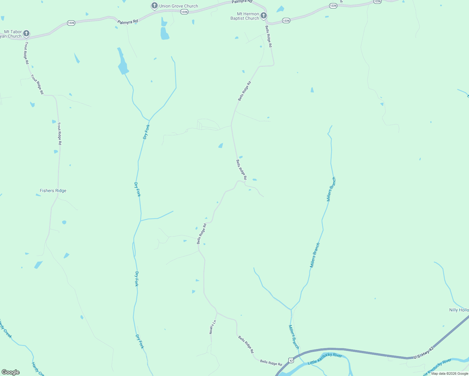 map of restaurants, bars, coffee shops, grocery stores, and more near Bells Ridge Road in Bedford