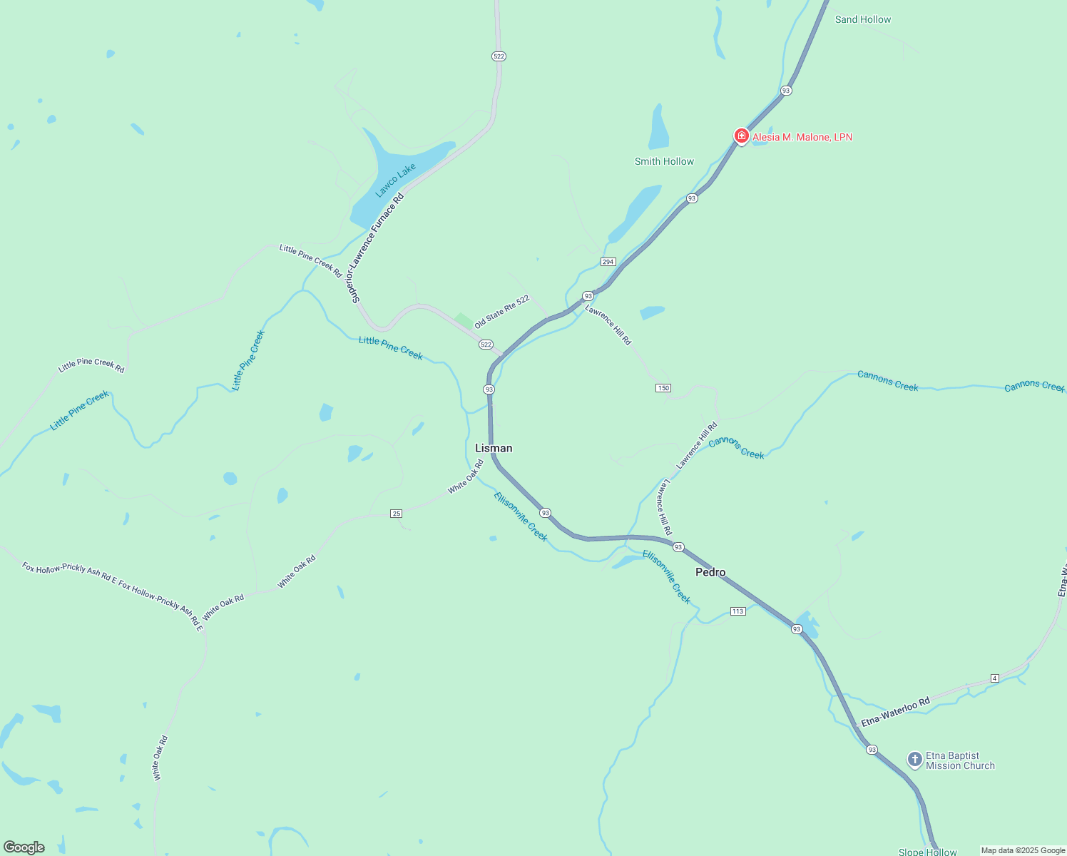 map of restaurants, bars, coffee shops, grocery stores, and more near 153 Pvt Dr 9262 St Rt 93 in Pedro