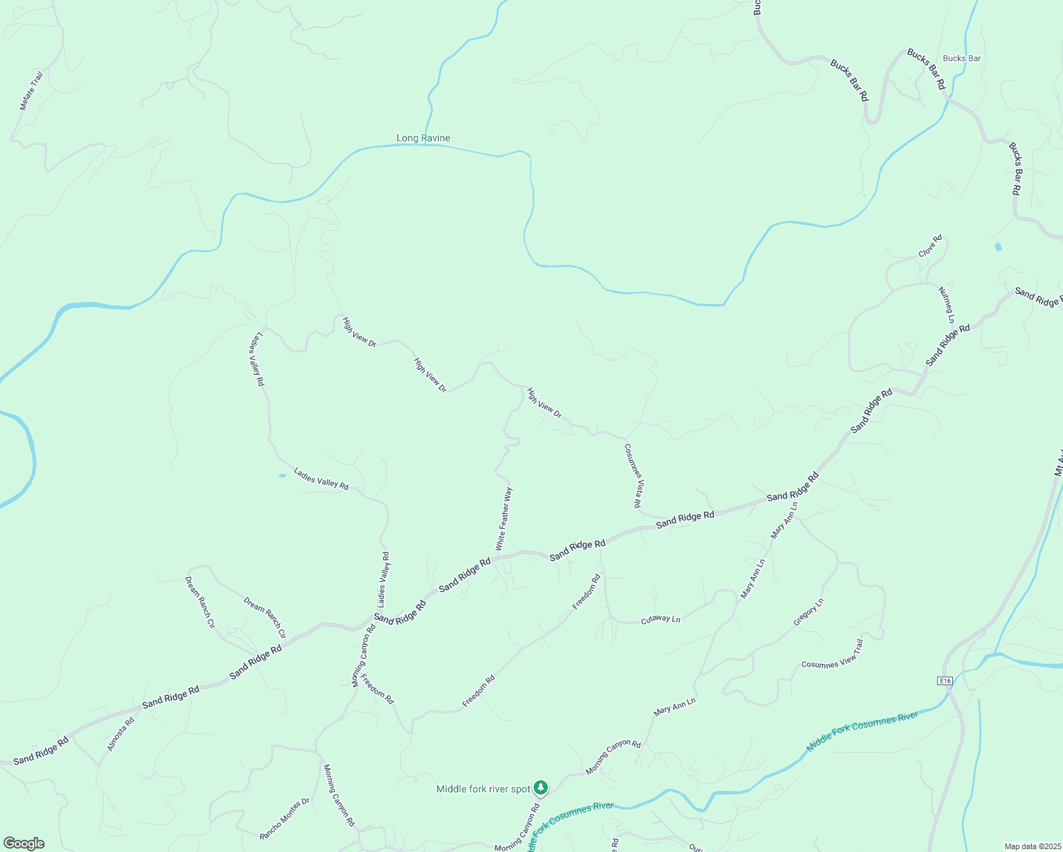 map of restaurants, bars, coffee shops, grocery stores, and more near 3920 High View Drive in Placerville