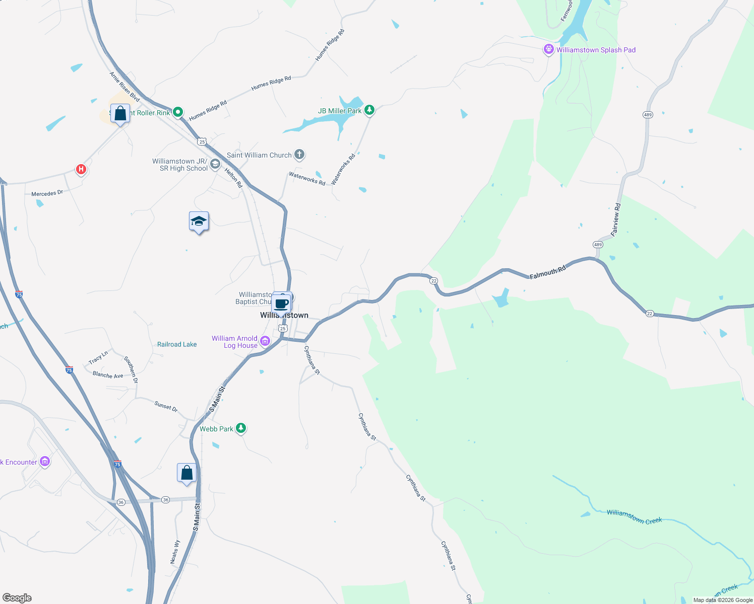 map of restaurants, bars, coffee shops, grocery stores, and more near 103 Arrowhead Drive in Williamstown