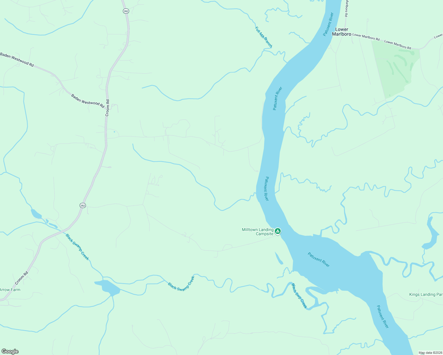 map of restaurants, bars, coffee shops, grocery stores, and more near 17601 Magruders Ferry Road in Brandywine