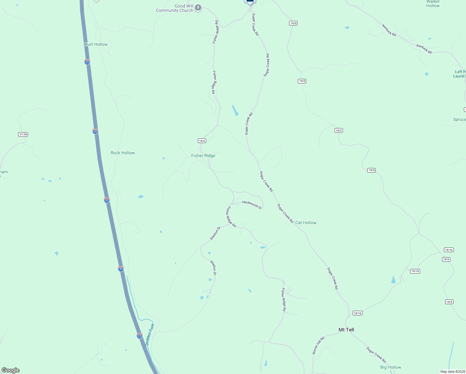 map of restaurants, bars, coffee shops, grocery stores, and more near 1439 Fisher Ridge Road in Kenna