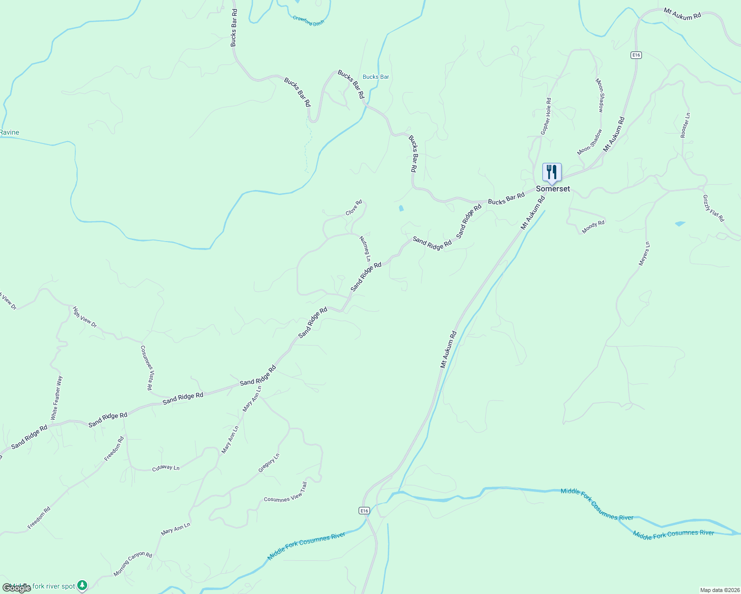 map of restaurants, bars, coffee shops, grocery stores, and more near 5198 Pistachio Lane in Placerville