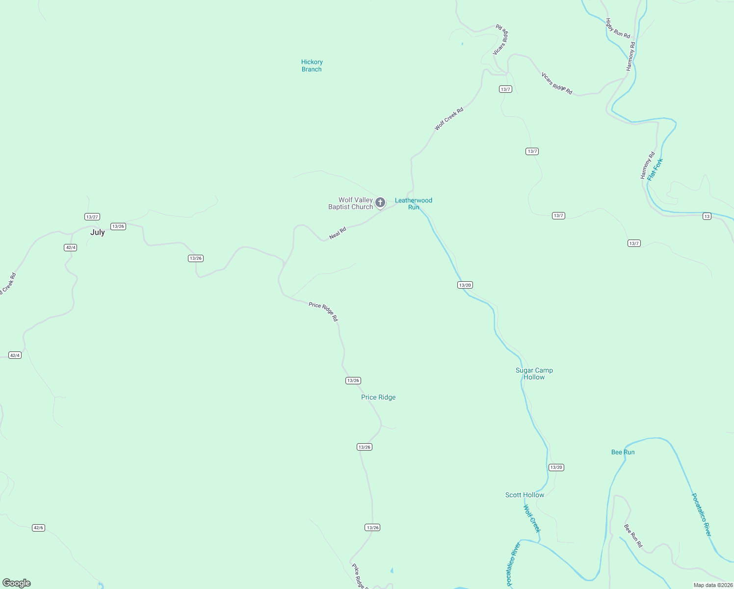 map of restaurants, bars, coffee shops, grocery stores, and more near Price Ridge Road in Gandeeville