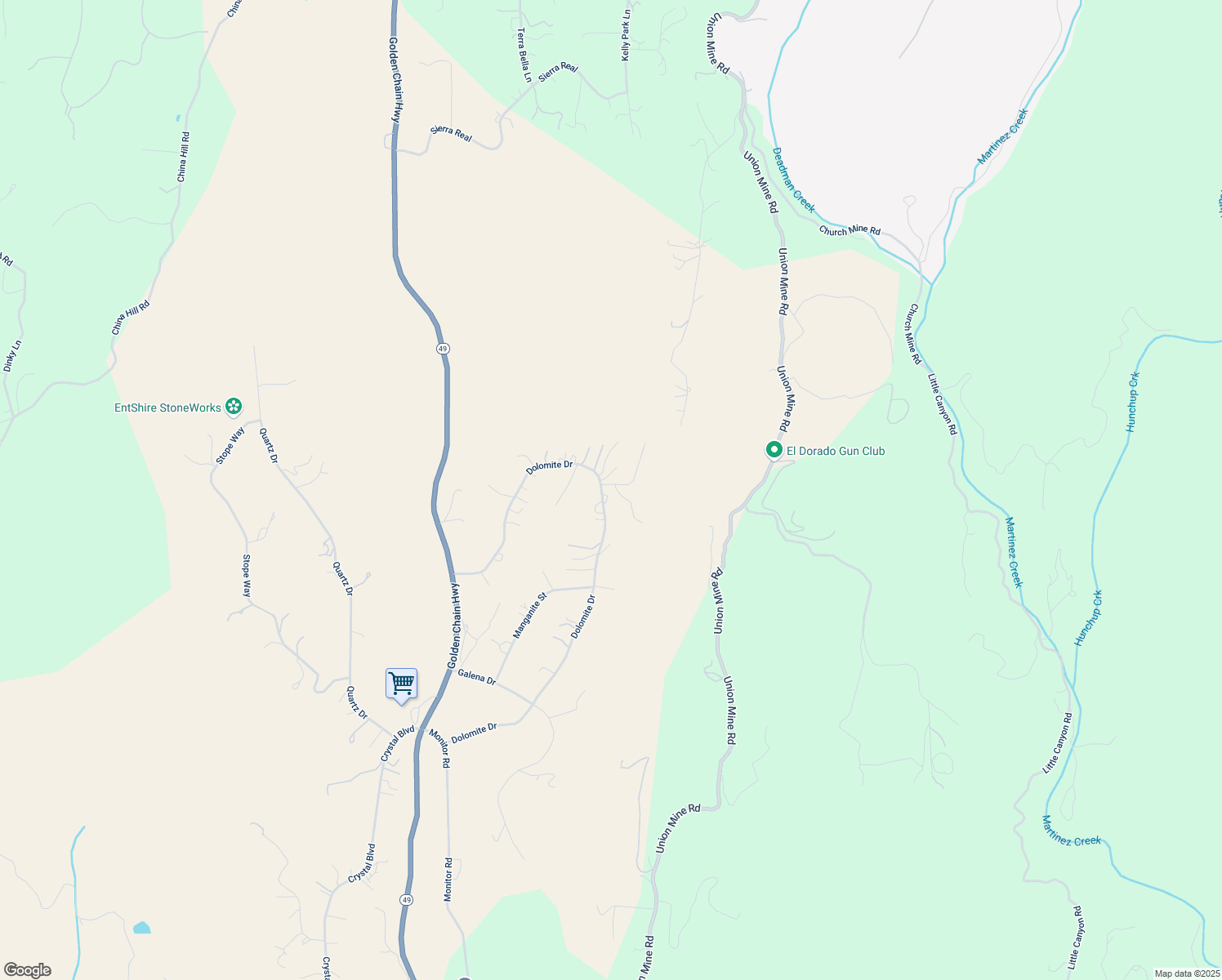 map of restaurants, bars, coffee shops, grocery stores, and more near 5900 Dolomite Drive in El Dorado County