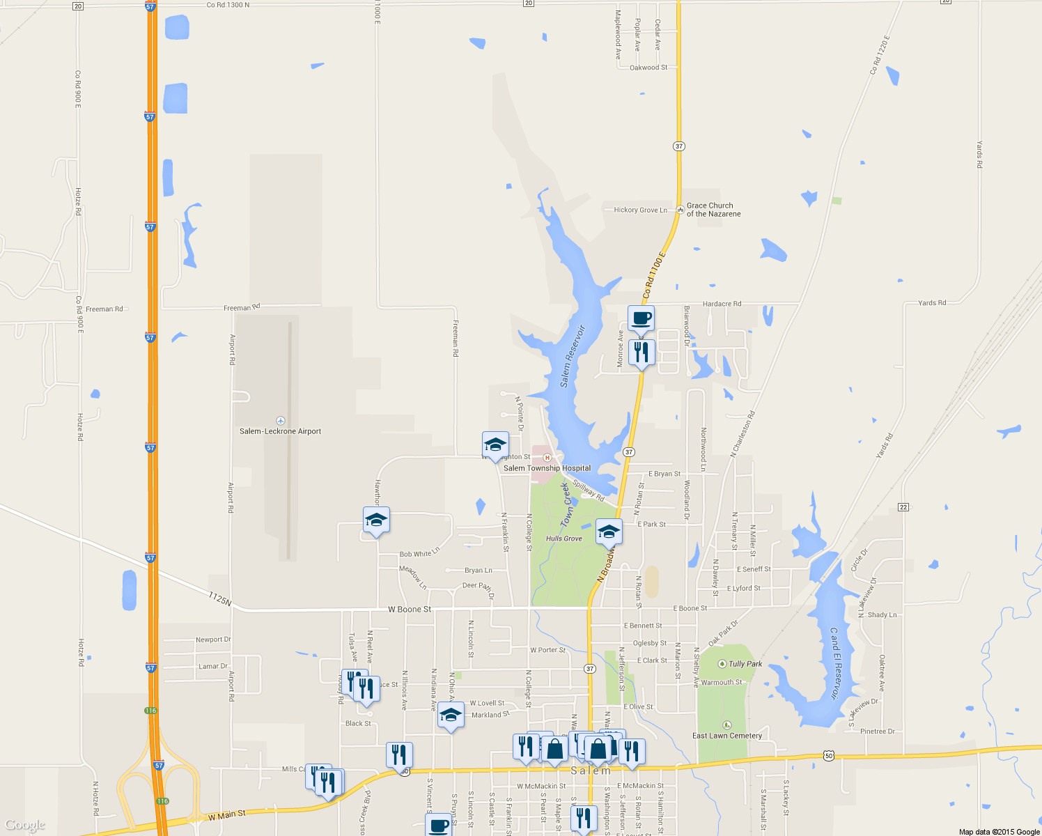 map of restaurants, bars, coffee shops, grocery stores, and more near North Pointe Drive in Salem