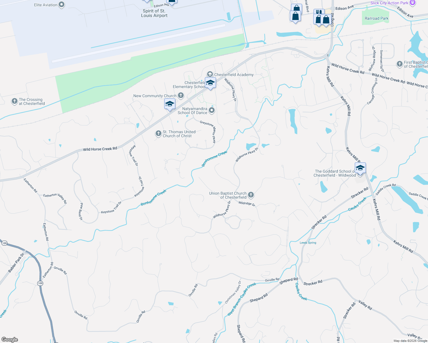map of restaurants, bars, coffee shops, grocery stores, and more near 17738 Drummer Lane in Wildwood