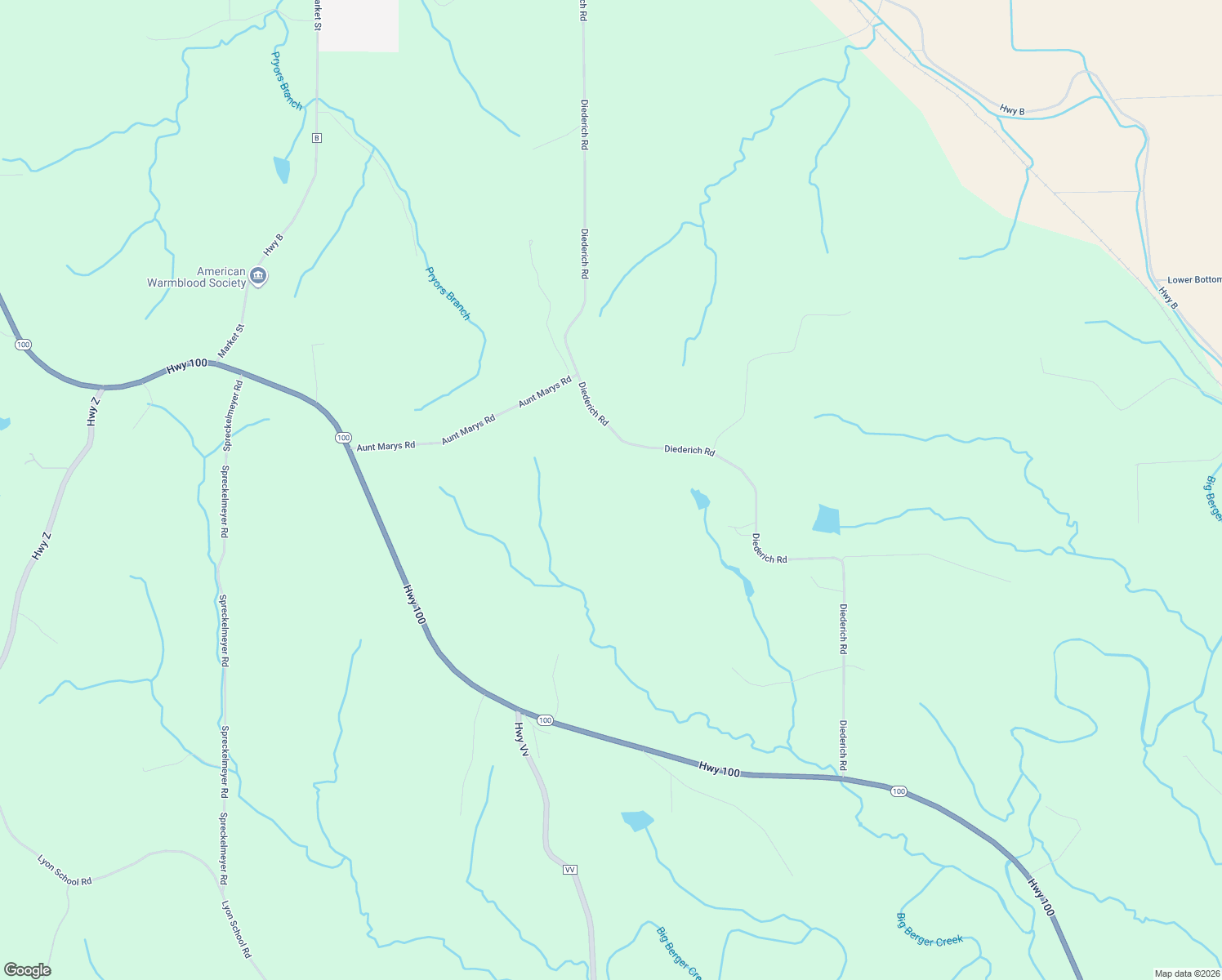 map of restaurants, bars, coffee shops, grocery stores, and more near 2630 Diederich Road in Berger