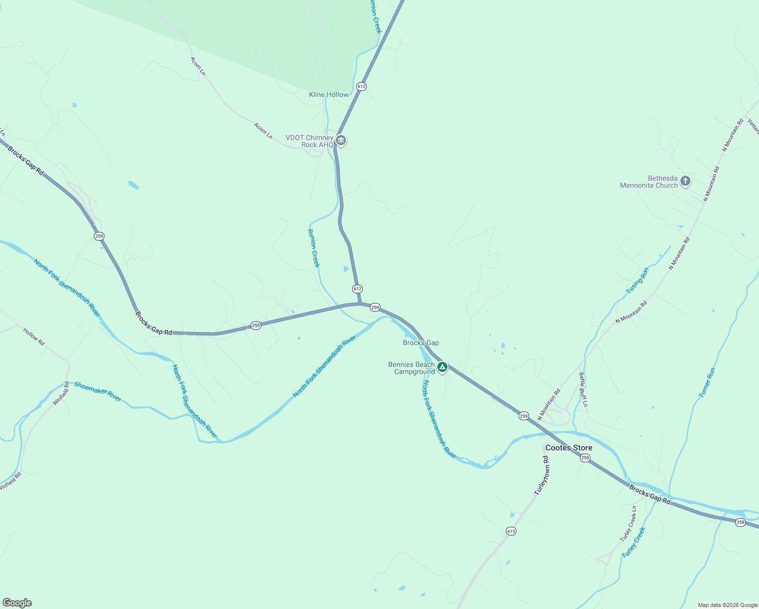 map of restaurants, bars, coffee shops, grocery stores, and more near 8760 Brocks Gap Road in Broadway