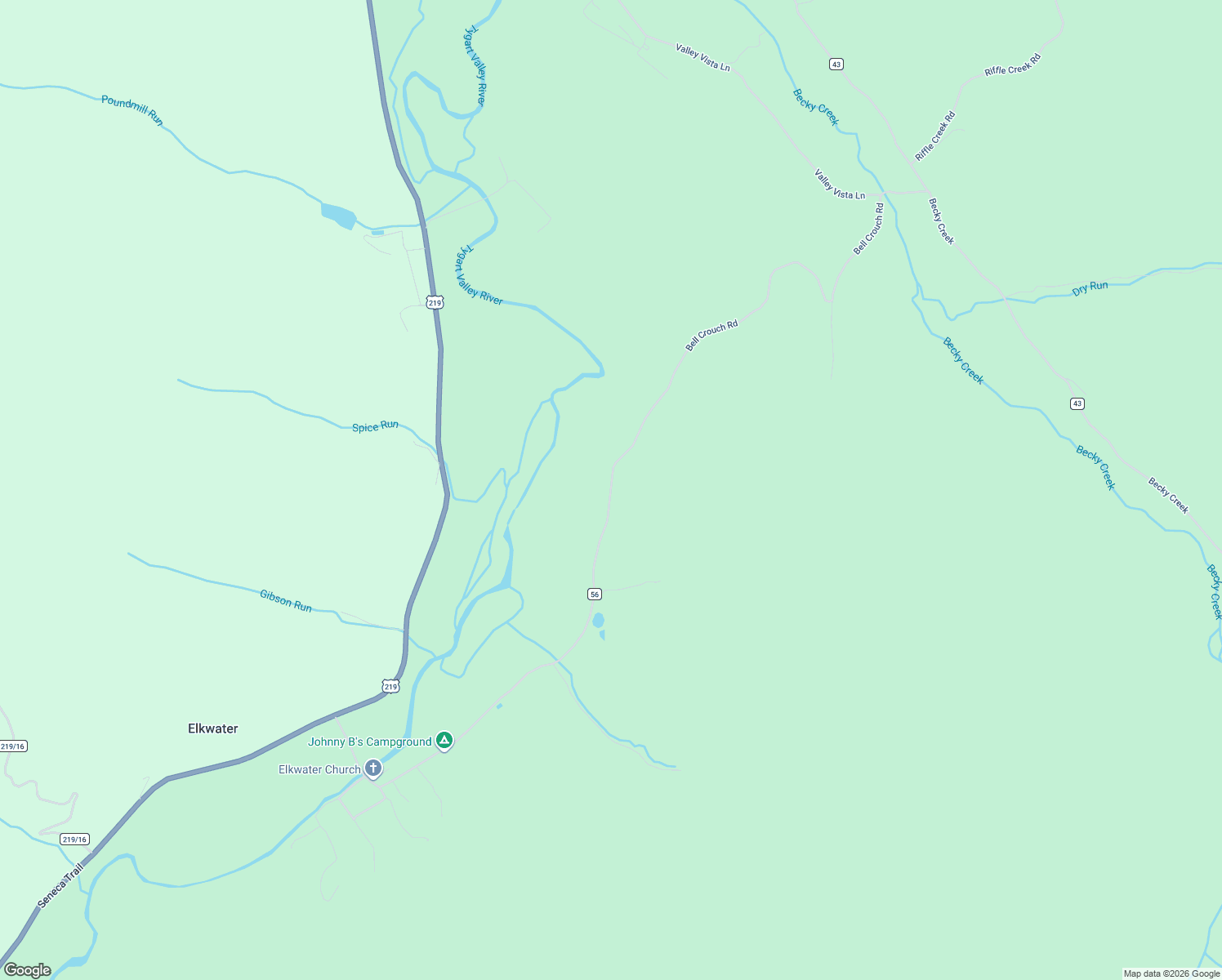 map of restaurants, bars, coffee shops, grocery stores, and more near Bell Crouch Road in Valley Head