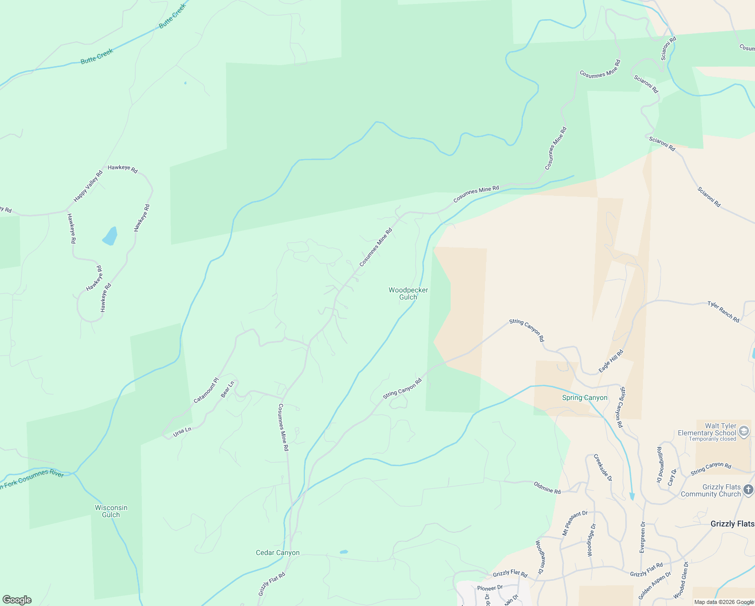 map of restaurants, bars, coffee shops, grocery stores, and more near 5287 Cosumnes Mine Road in Somerset