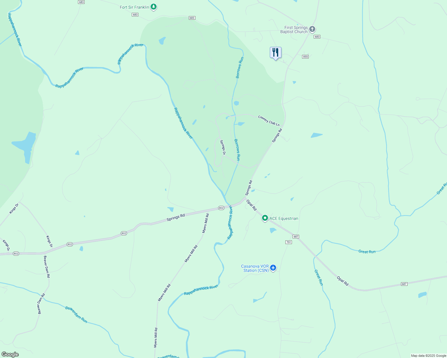 map of restaurants, bars, coffee shops, grocery stores, and more near 9276 Tournament Drive in Warrenton