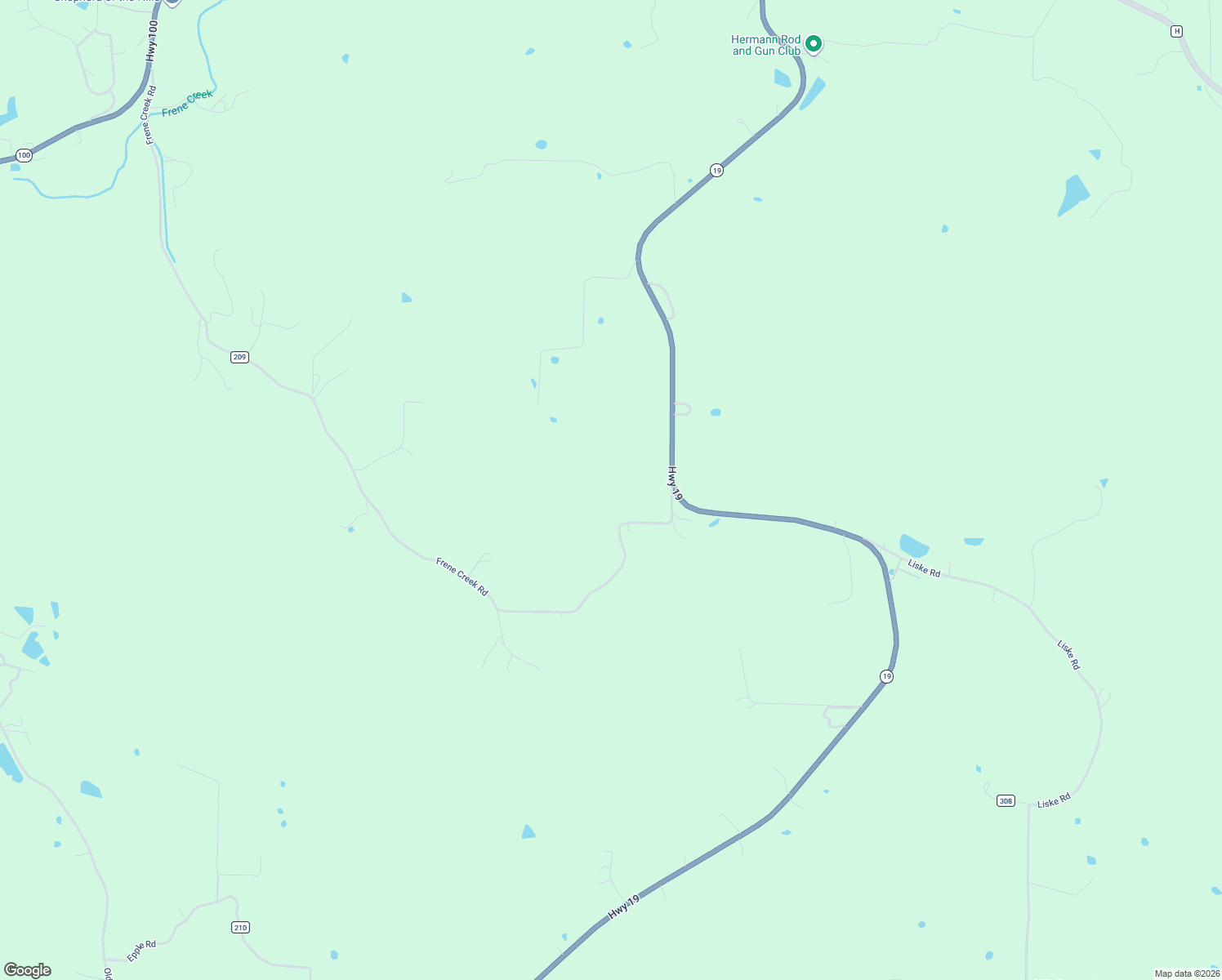 map of restaurants, bars, coffee shops, grocery stores, and more near 2064 Frene Creek Road in Hermann