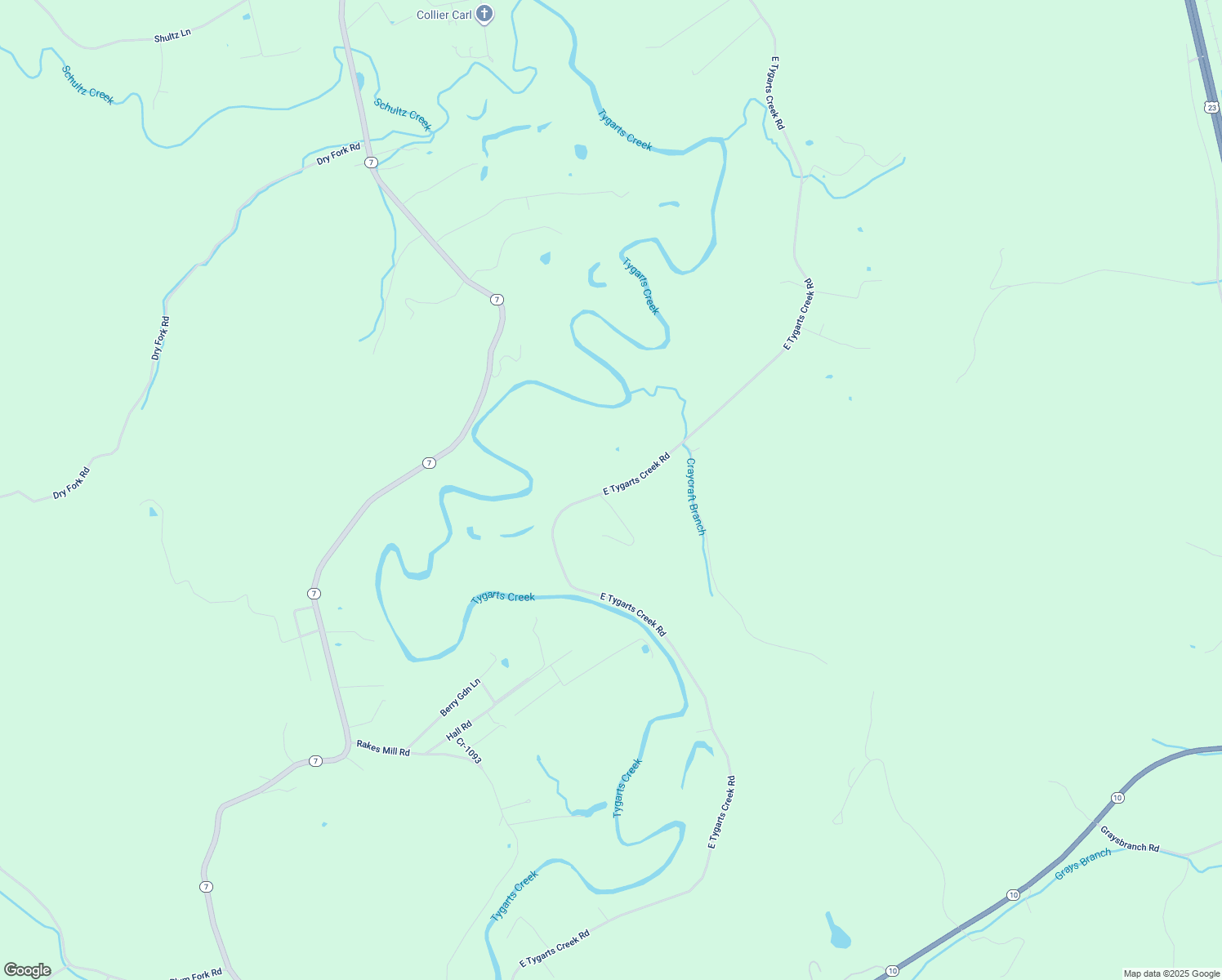 map of restaurants, bars, coffee shops, grocery stores, and more near E Tygarts Creek Rd in Greenup