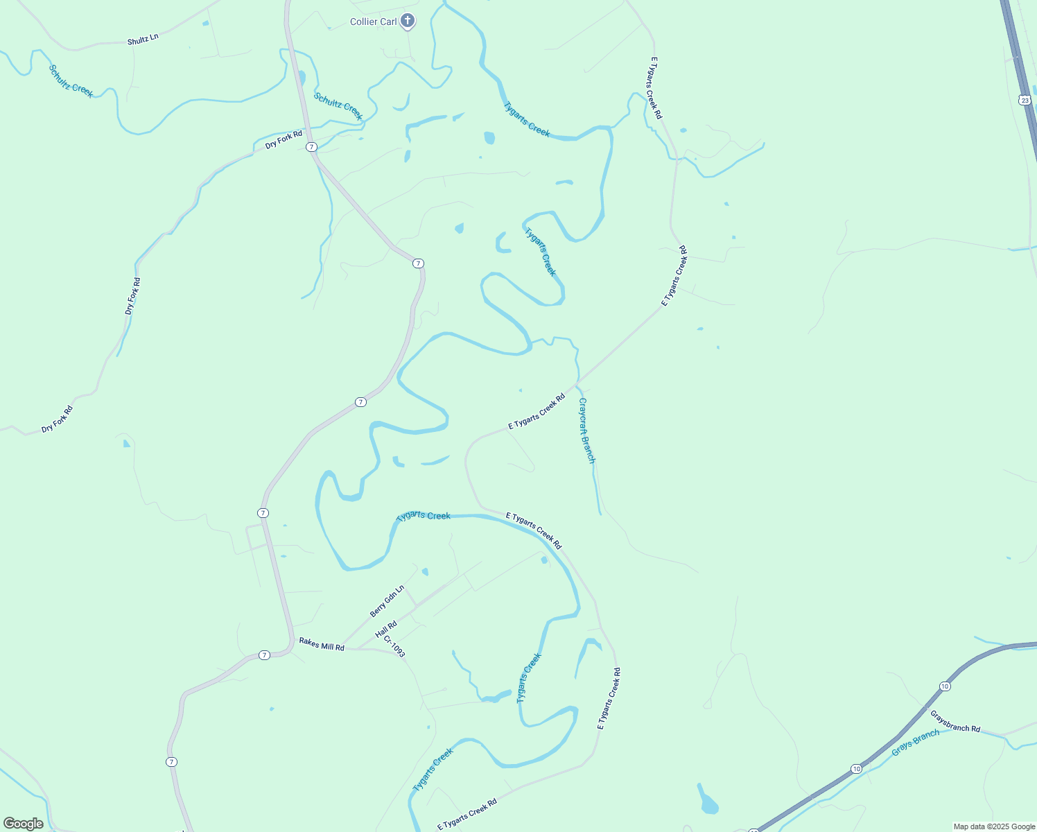 map of restaurants, bars, coffee shops, grocery stores, and more near E Tygarts Creek Rd in Greenup
