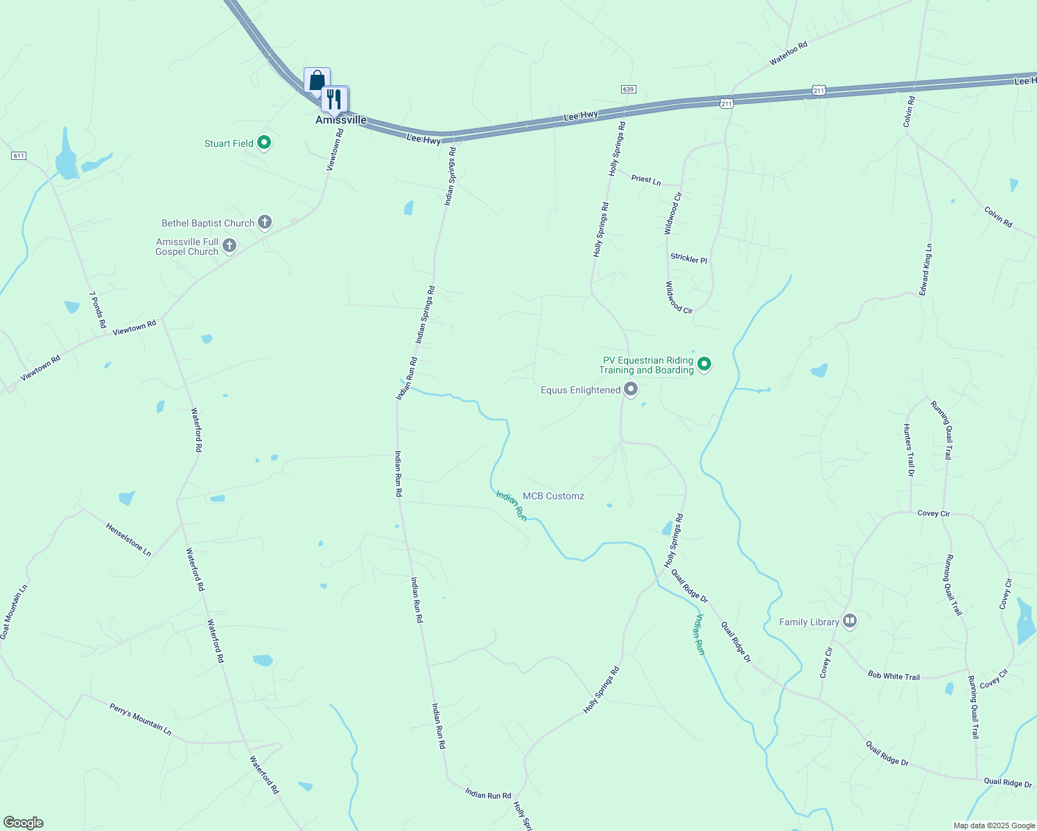 map of restaurants, bars, coffee shops, grocery stores, and more near 3250 Bonnie Brae Lane in Amissville