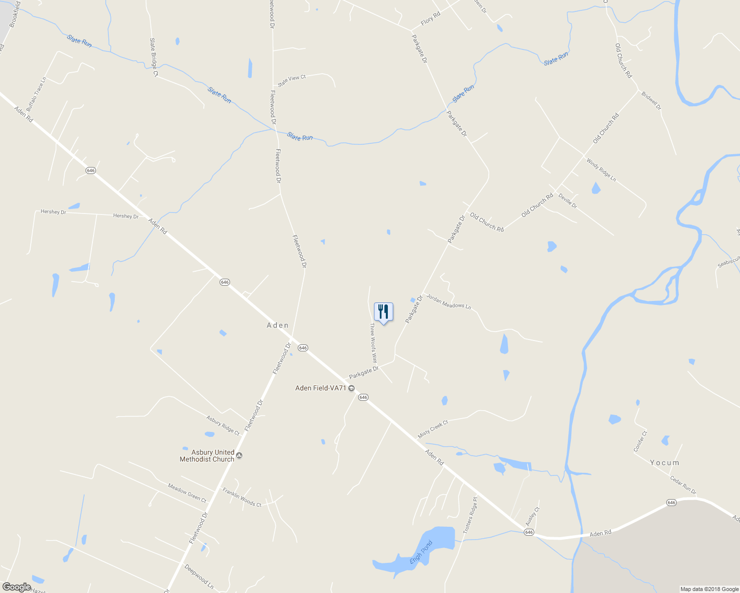 map of restaurants, bars, coffee shops, grocery stores, and more near 10692 Parkgate Drive in Nokesville