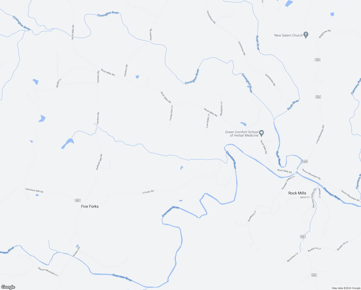 map of restaurants, bars, coffee shops, grocery stores, and more near 51 Turkey Run Lane in Woodville