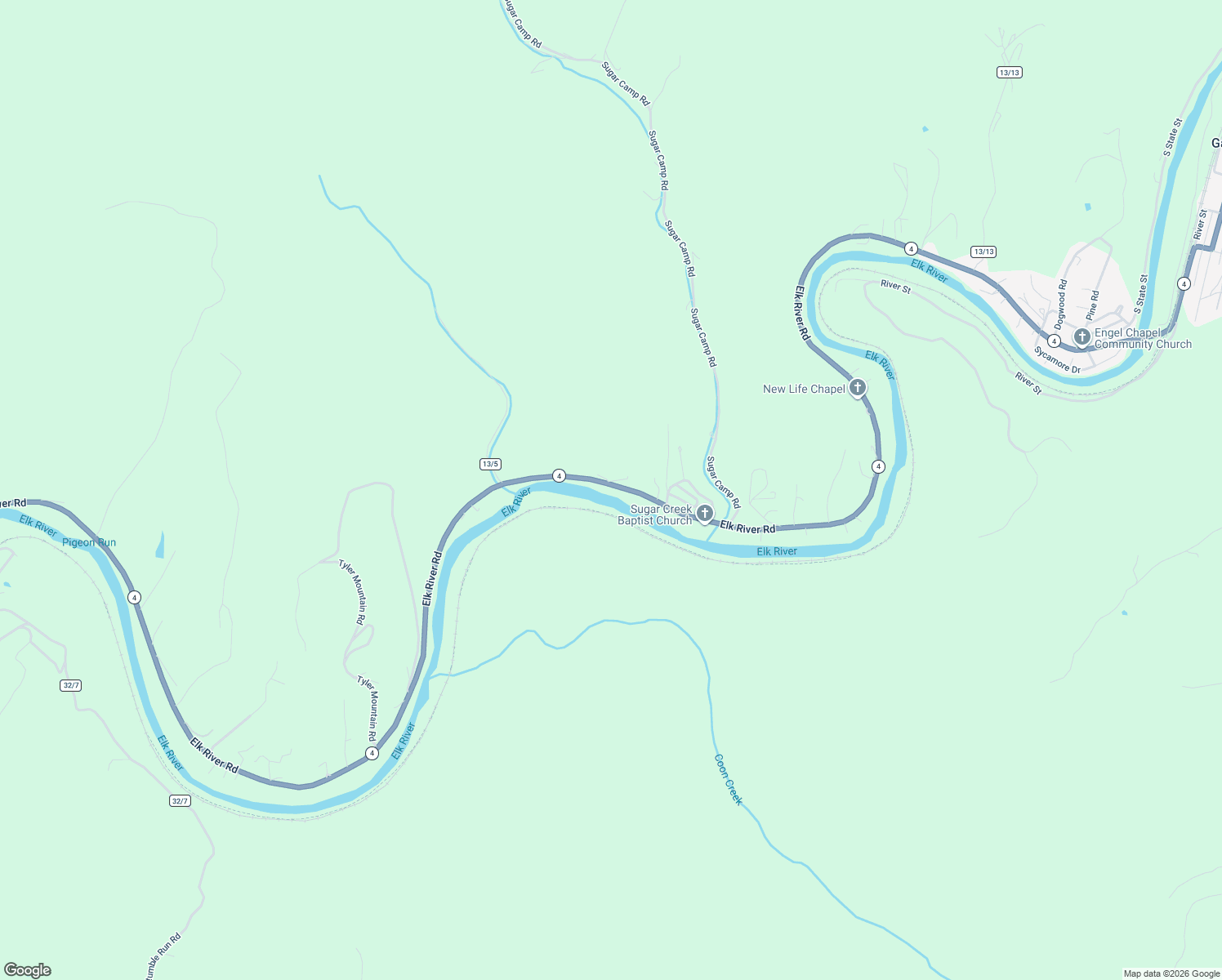 map of restaurants, bars, coffee shops, grocery stores, and more near West Virginia 4 in Gassaway