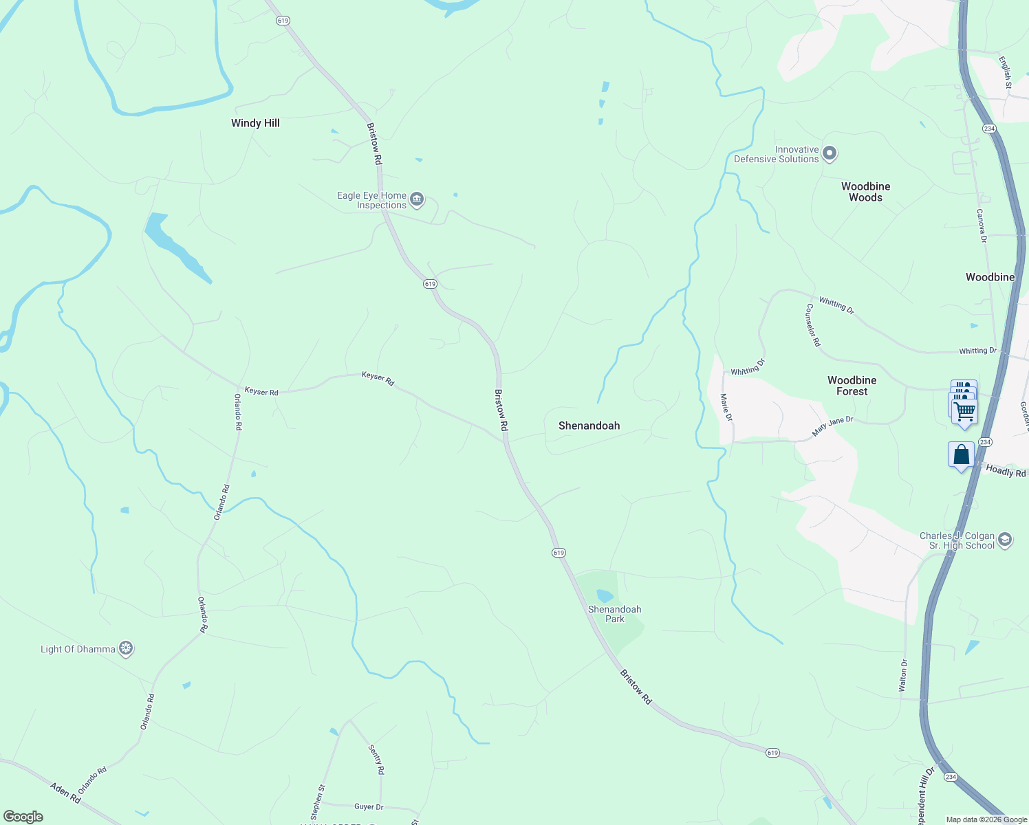 map of restaurants, bars, coffee shops, grocery stores, and more near 13385 Bristow Road in Nokesville