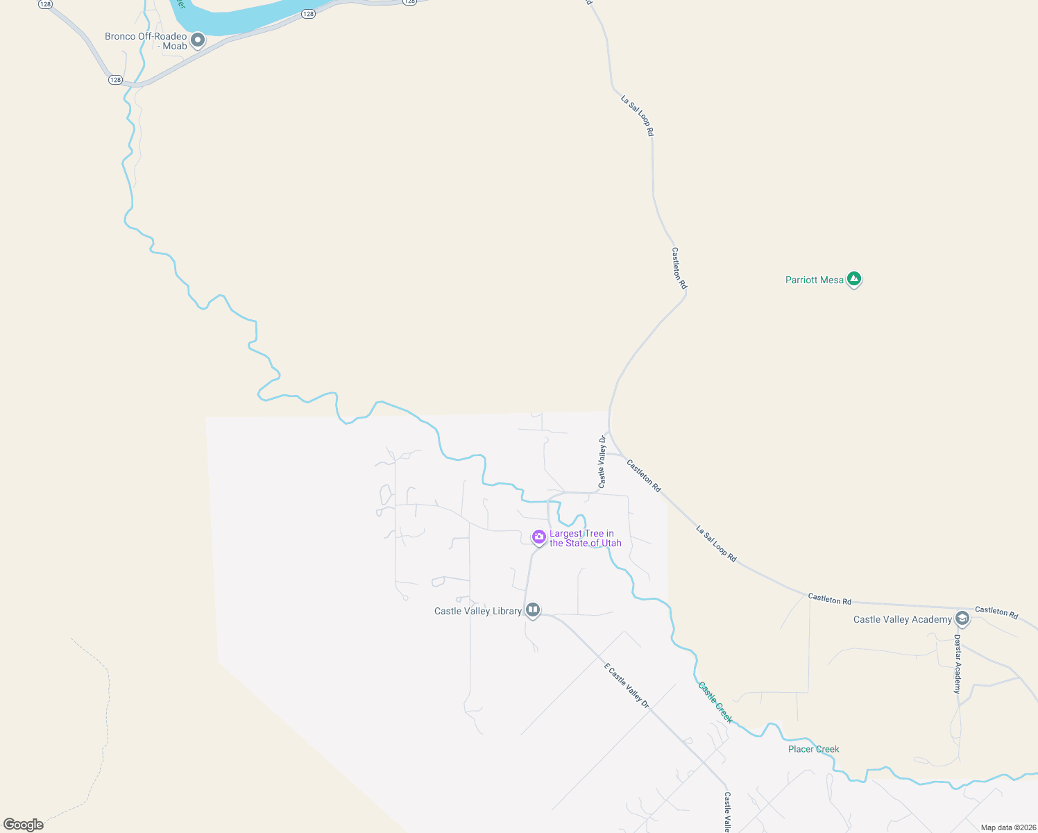 map of restaurants, bars, coffee shops, grocery stores, and more near 452 West Rimrock Lane in Castle Valley