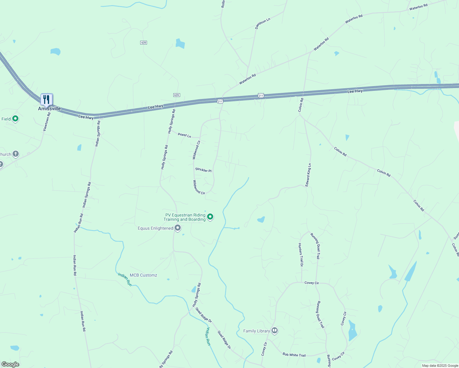 map of restaurants, bars, coffee shops, grocery stores, and more near 15182 Aiken Court in Amissville