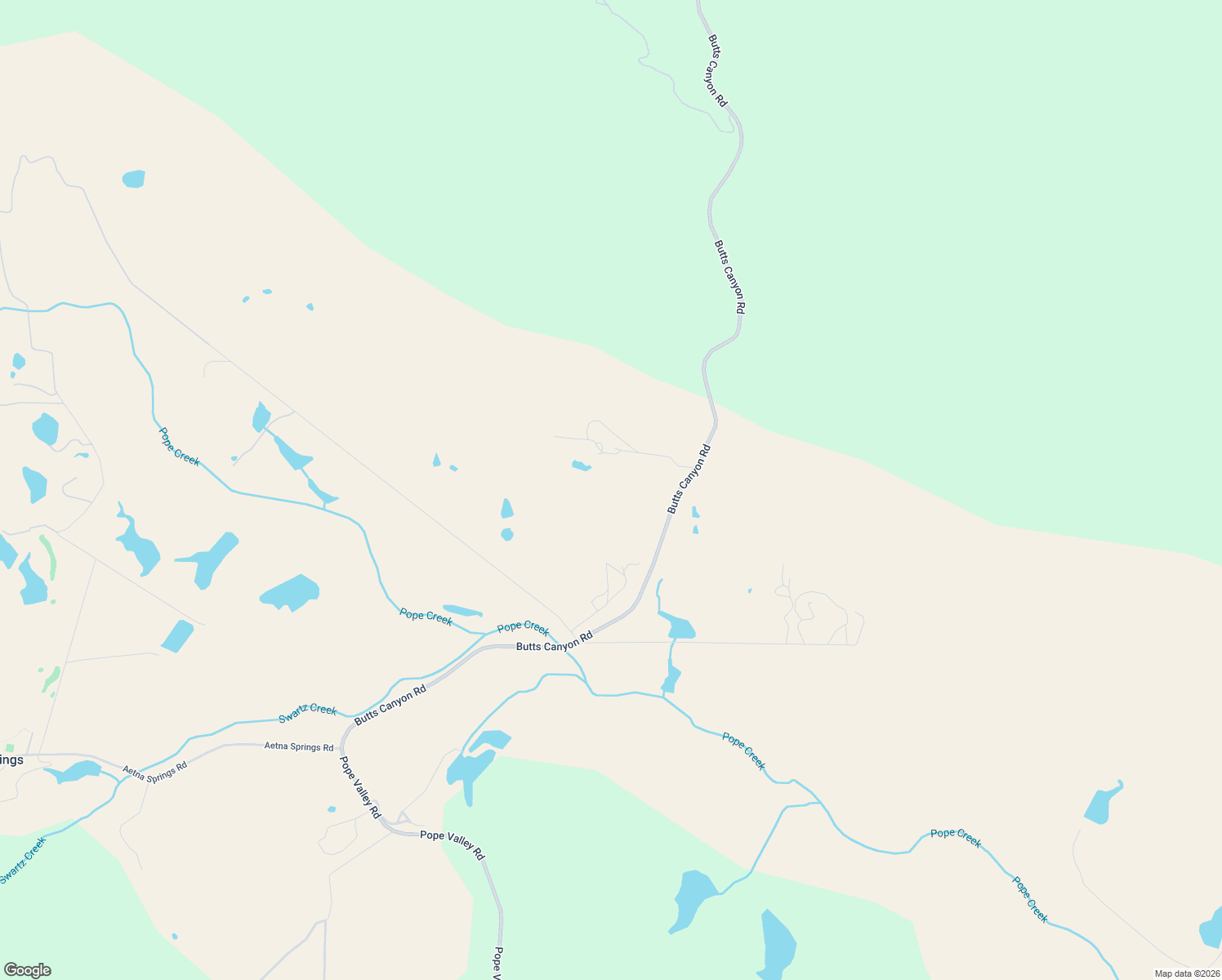 map of restaurants, bars, coffee shops, grocery stores, and more near 7871 Butts Canyon Road in Pope Valley
