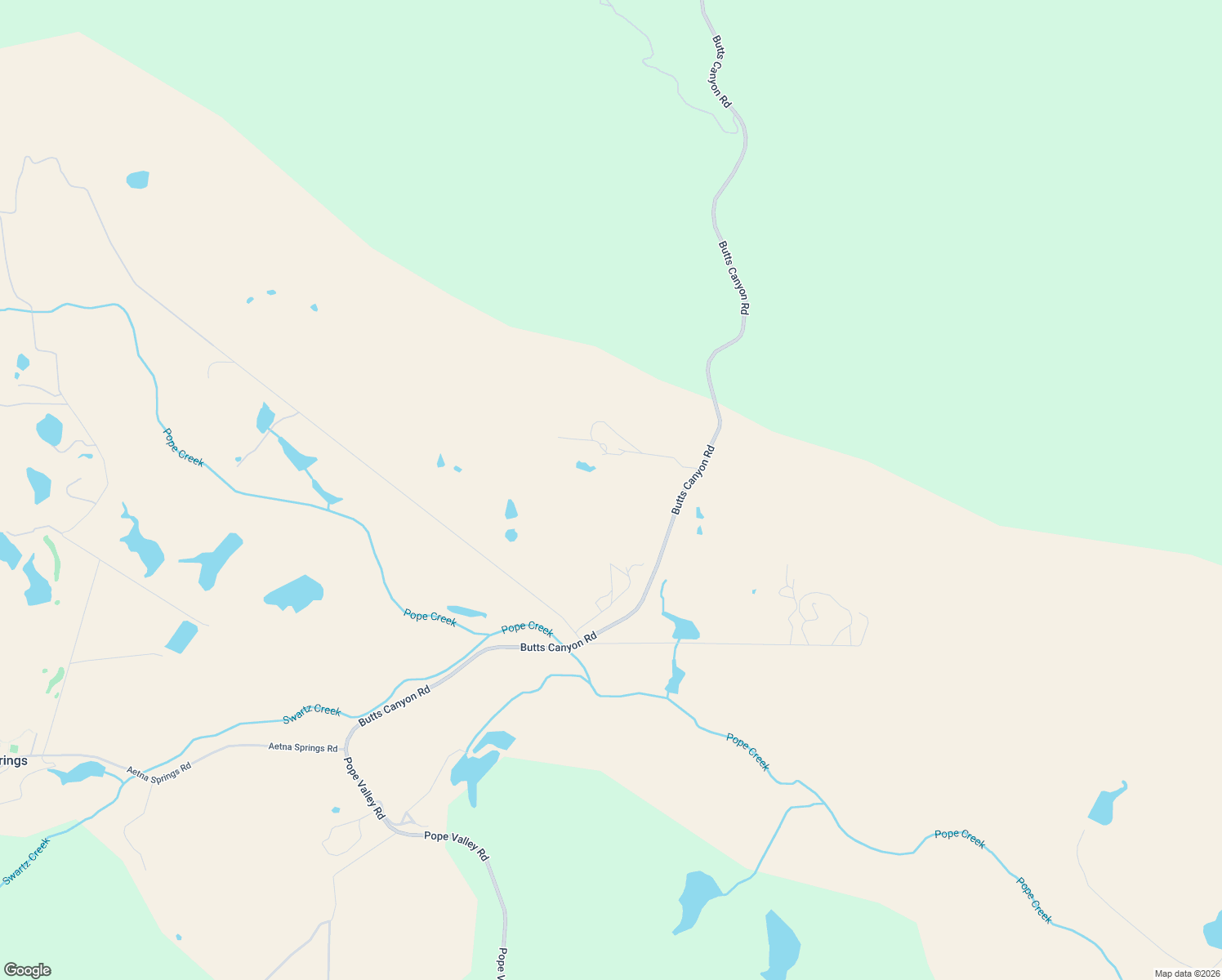 map of restaurants, bars, coffee shops, grocery stores, and more near 7871 Butts Canyon Road in Pope Valley