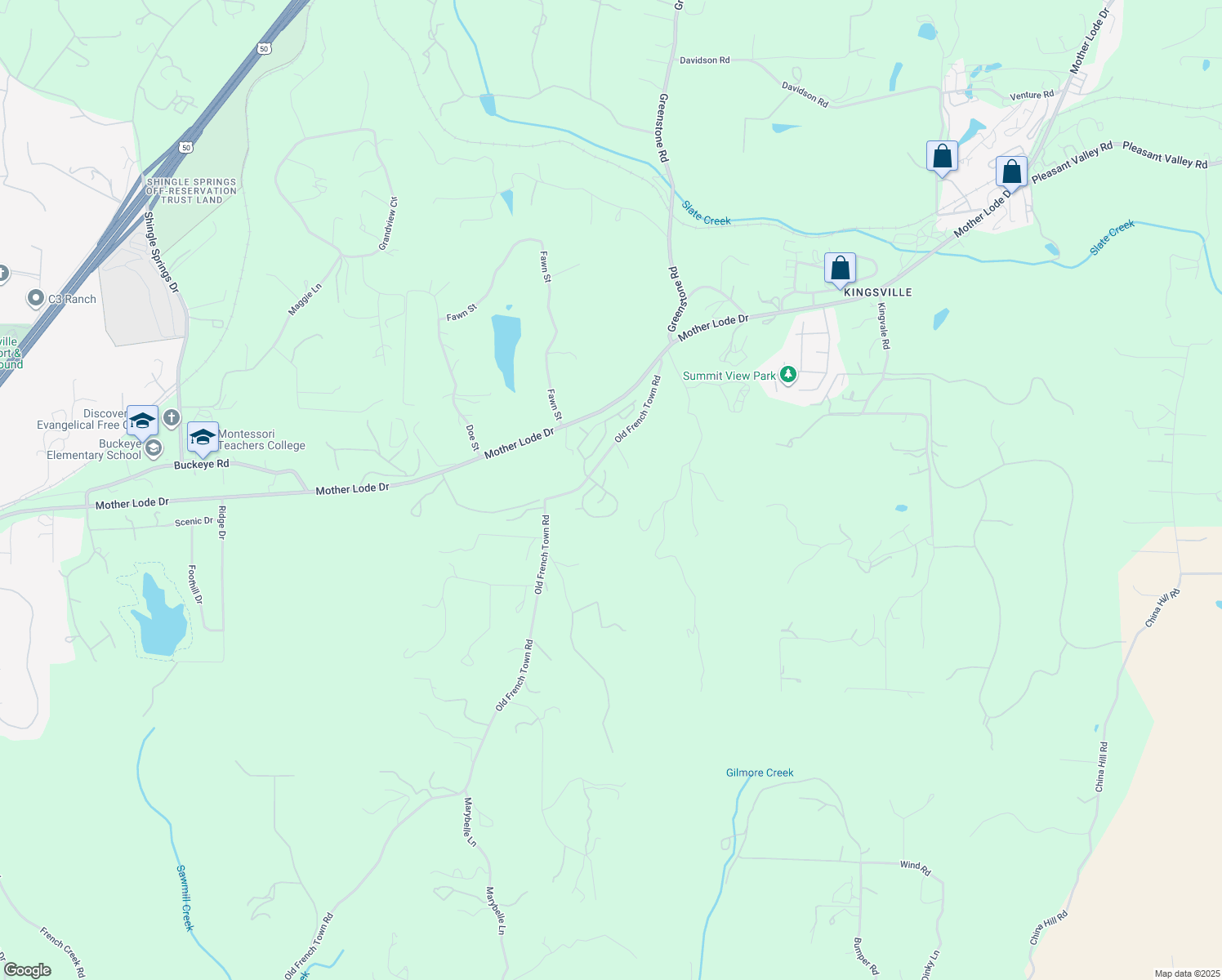 map of restaurants, bars, coffee shops, grocery stores, and more near 4700 Old French Town Road in Shingle Springs