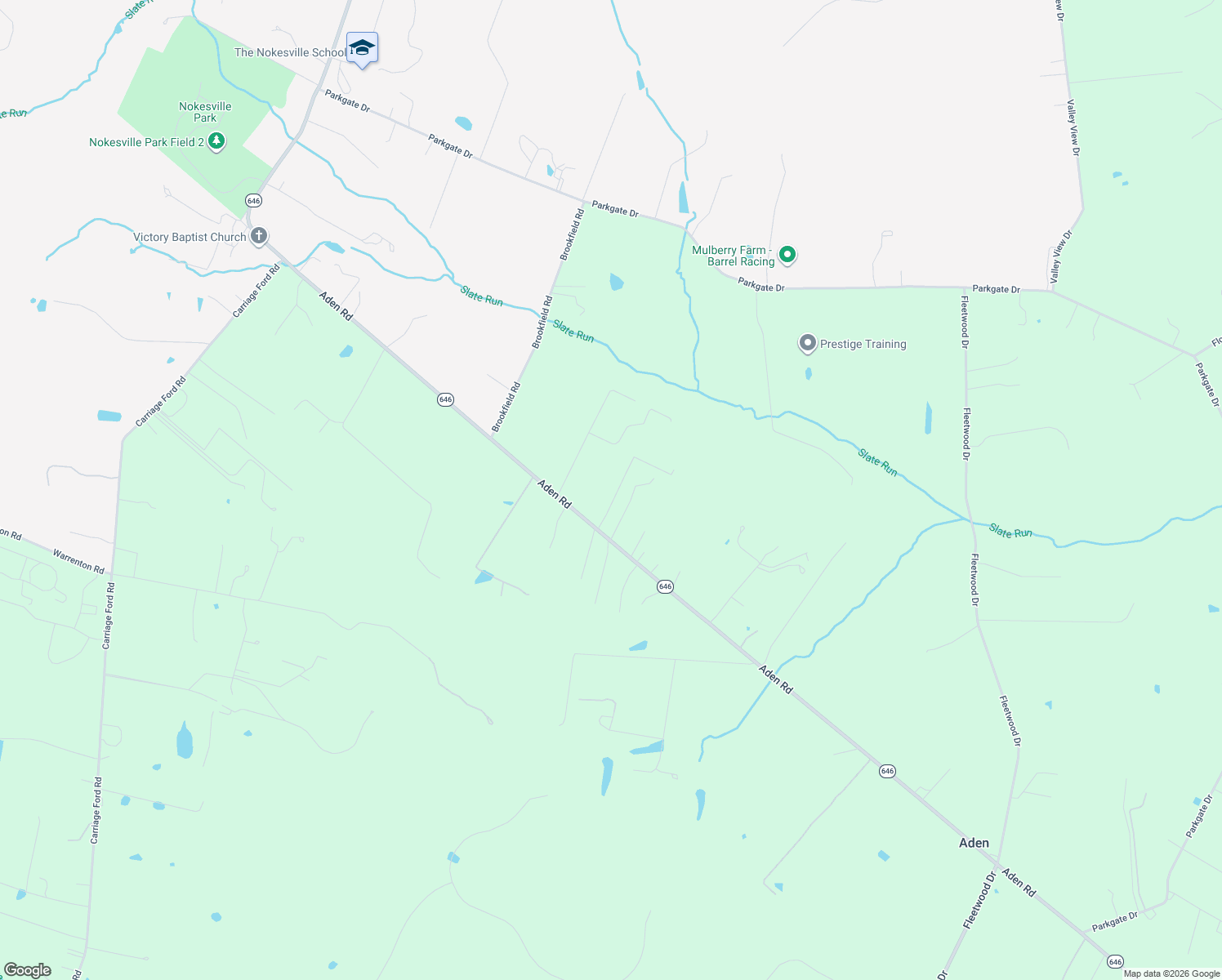 map of restaurants, bars, coffee shops, grocery stores, and more near 13113 Aden Rd in Nokesville