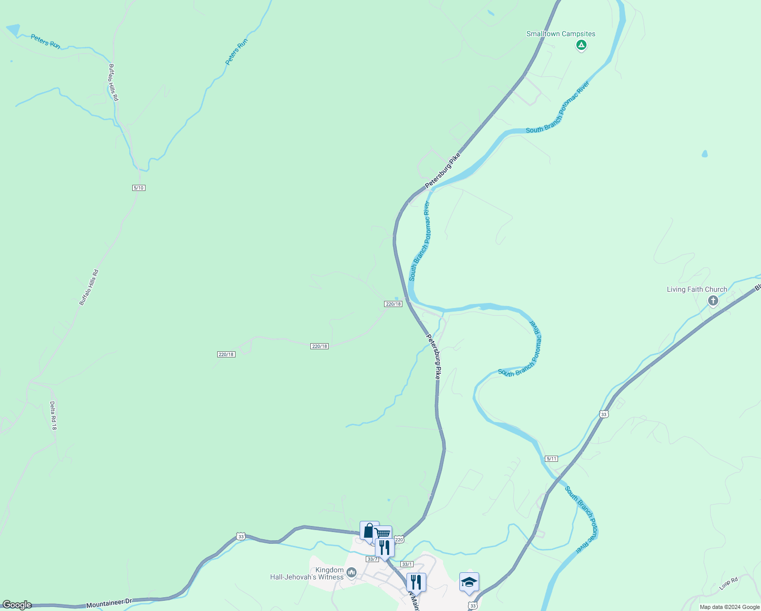 map of restaurants, bars, coffee shops, grocery stores, and more near Woodland Terrace in Franklin