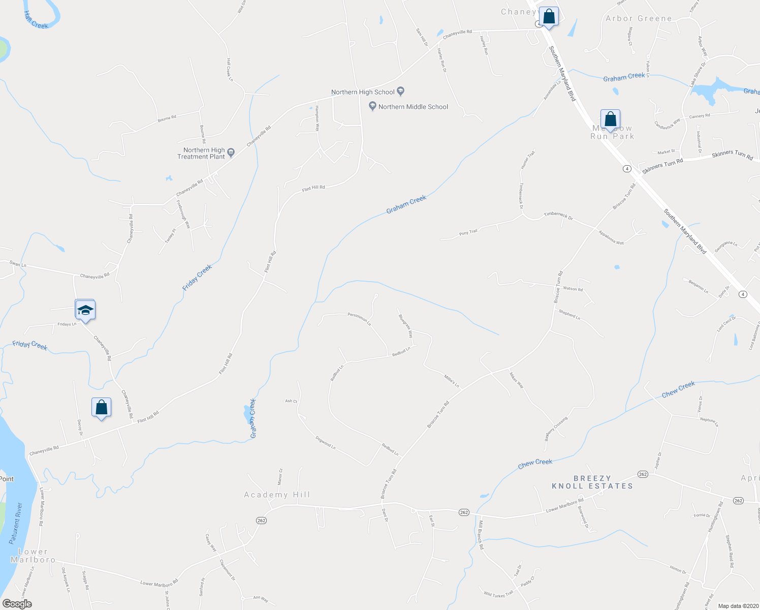 map of restaurants, bars, coffee shops, grocery stores, and more near 2710 Sassafras Court in Owings