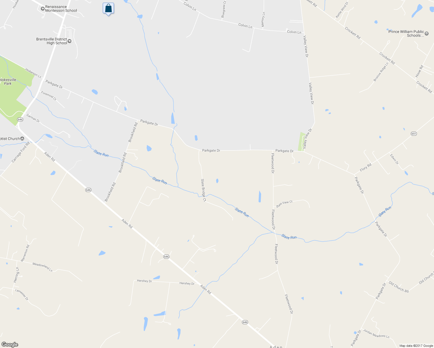 map of restaurants, bars, coffee shops, grocery stores, and more near 11605 Parkgate Drive in Nokesville