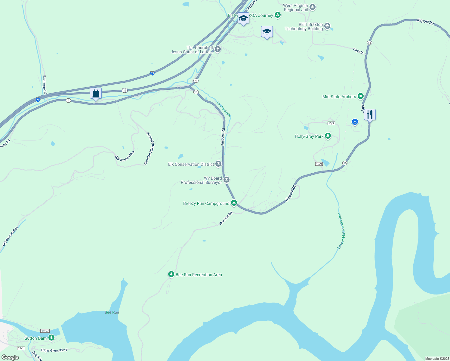 map of restaurants, bars, coffee shops, grocery stores, and more near 464 Airport Road in Sutton