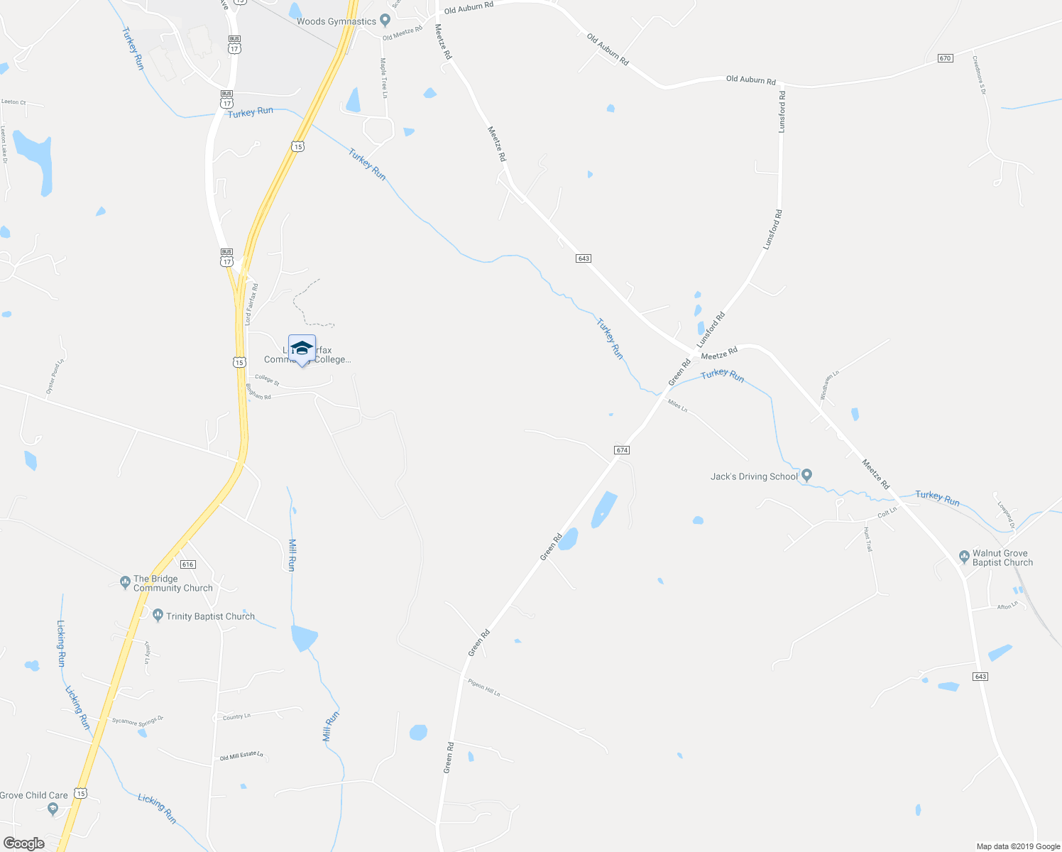 map of restaurants, bars, coffee shops, grocery stores, and more near 8602 Green Road in Warrenton