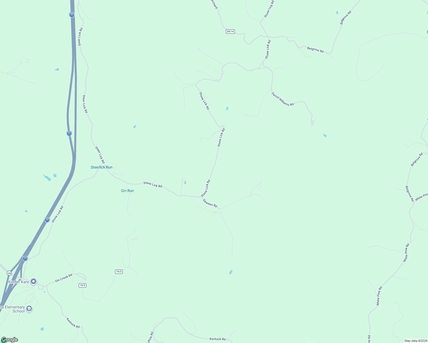 map of restaurants, bars, coffee shops, grocery stores, and more near 2339 Stone Lick Road in Kenna