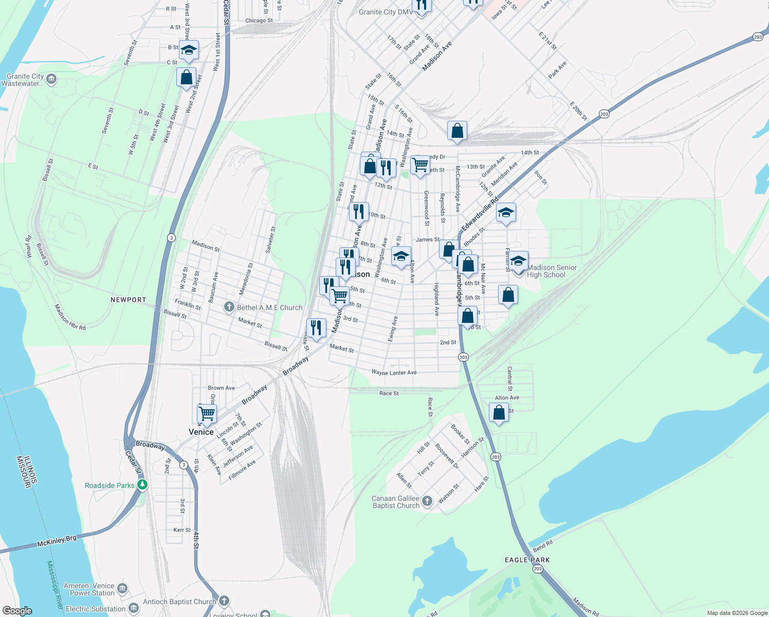 map of restaurants, bars, coffee shops, grocery stores, and more near 1625 4th Street in Madison