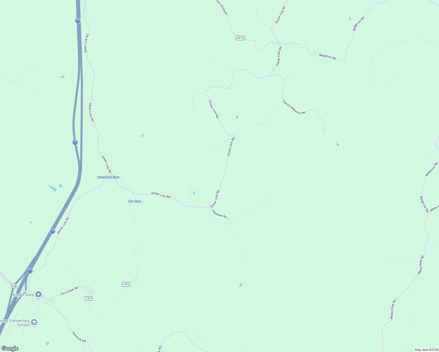 map of restaurants, bars, coffee shops, grocery stores, and more near 2339 Stone Lick Road in Kenna