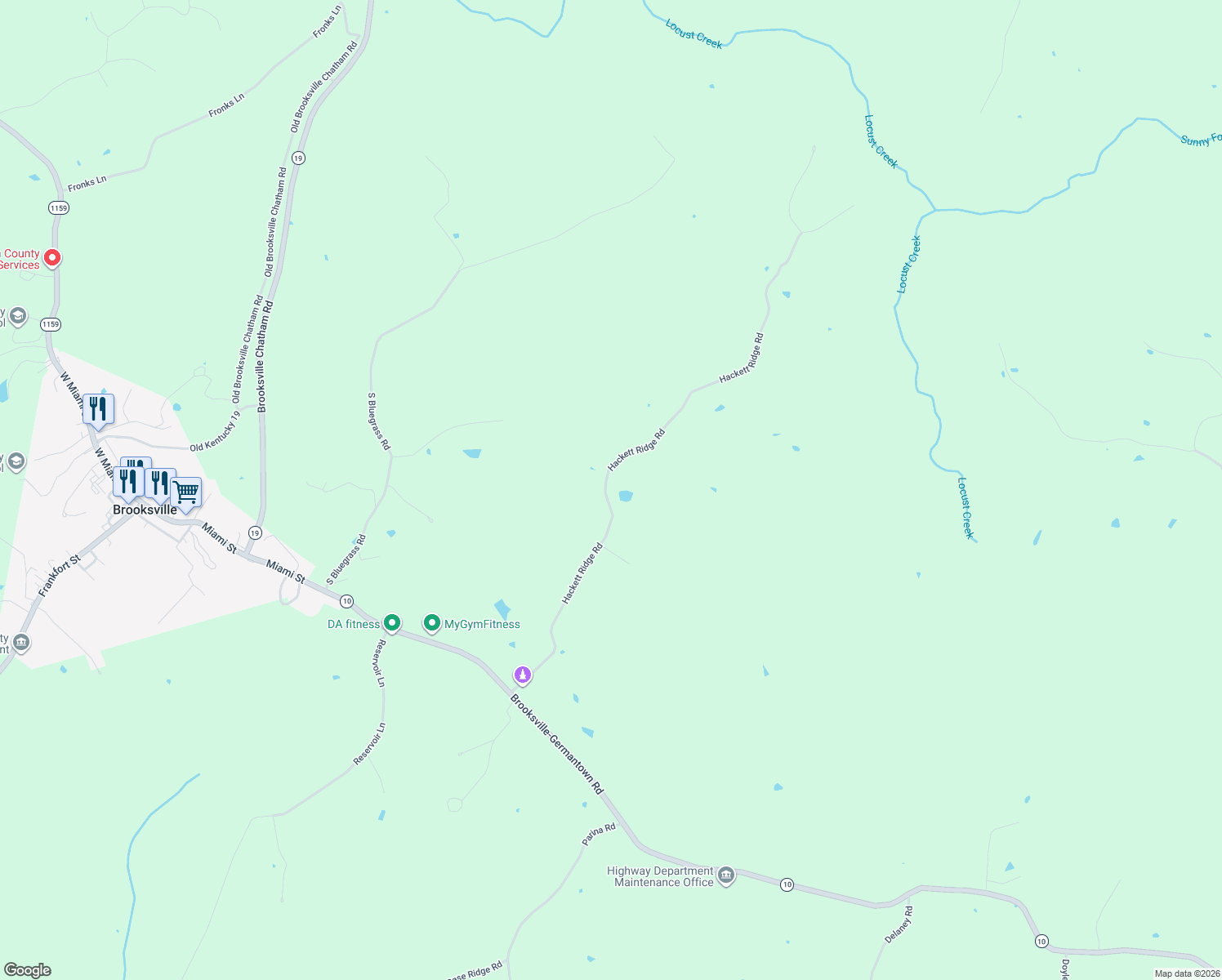 map of restaurants, bars, coffee shops, grocery stores, and more near 681 Hackett Ridge Road in Brooksville